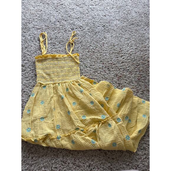 Unbranded Women's Size Small Yellow Blue Floral Dress Pockets - Picture 1 of 3